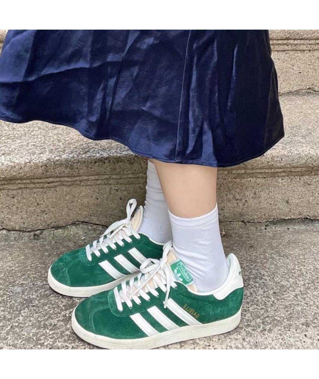 ADIDAS Зеленые замшевые кроссовки, фото 2