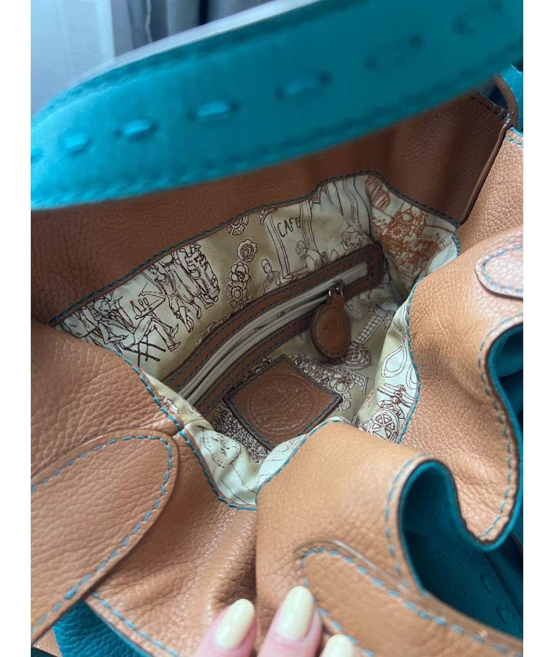 LANCEL Бирюзовая кожаная сумка тоут, фото 4