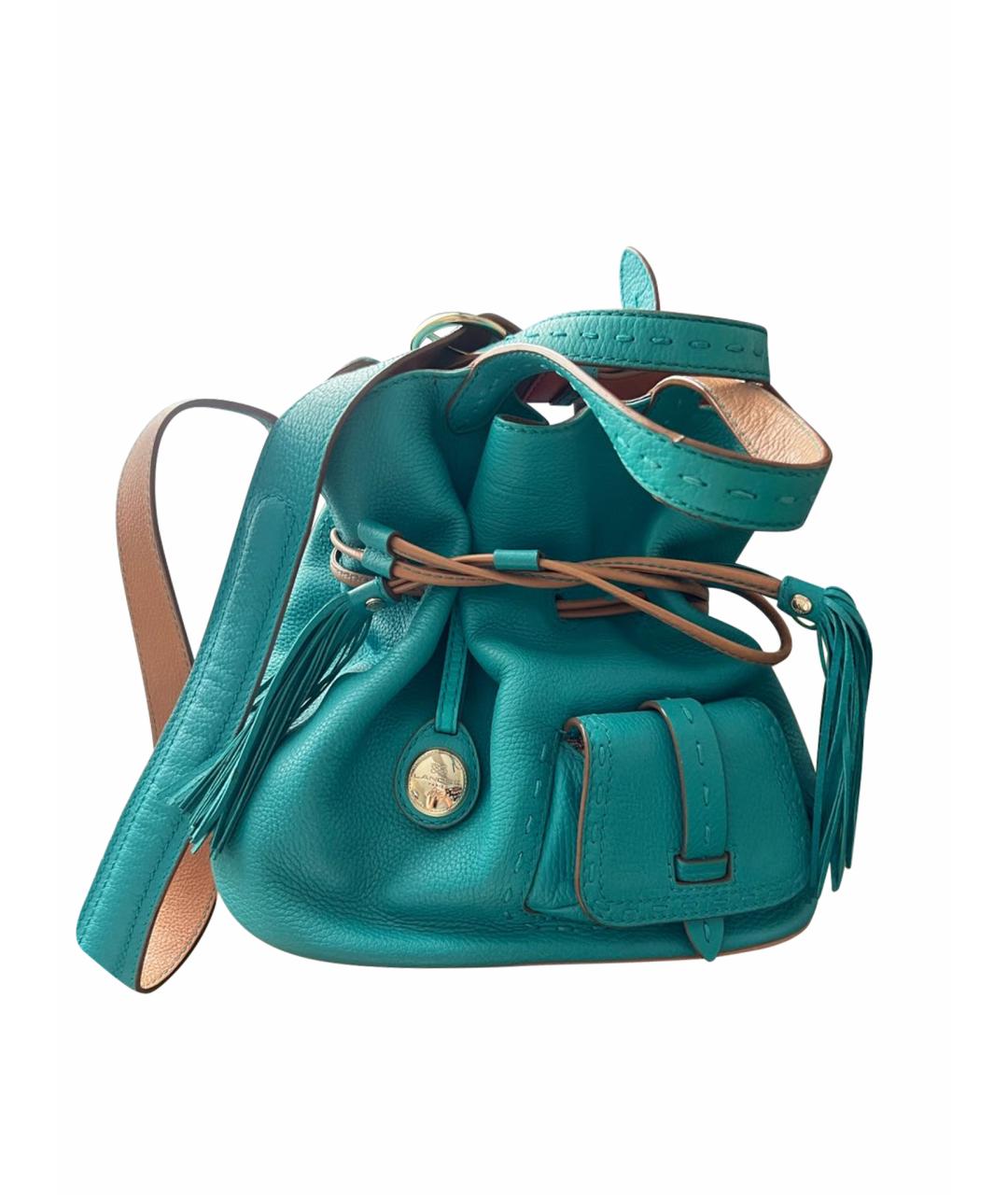 LANCEL Бирюзовая кожаная сумка тоут, фото 8