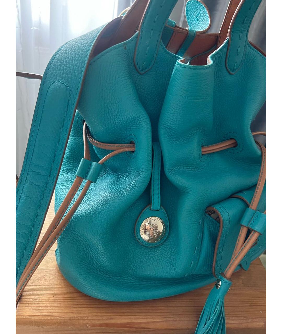 LANCEL Бирюзовая кожаная сумка тоут, фото 2