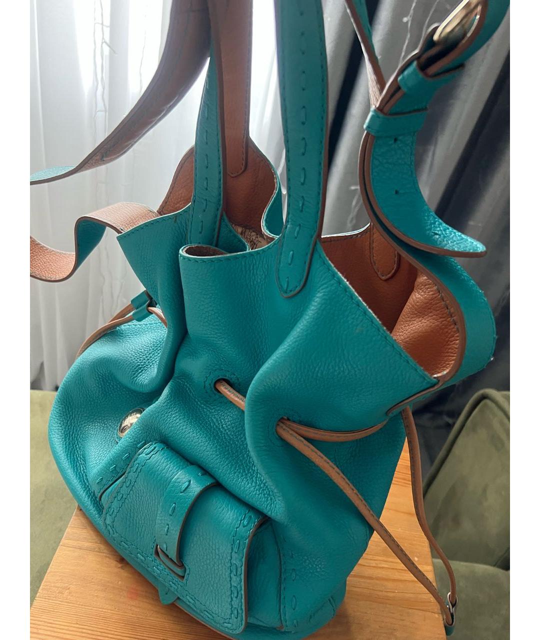 LANCEL Бирюзовая кожаная сумка тоут, фото 3
