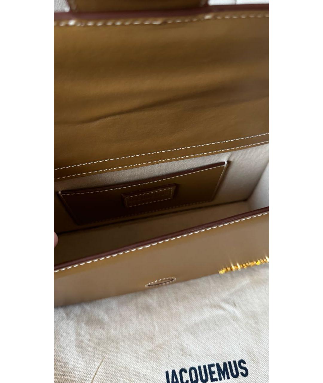 JACQUEMUS Коричневая кожаная сумка с короткими ручками, фото 7