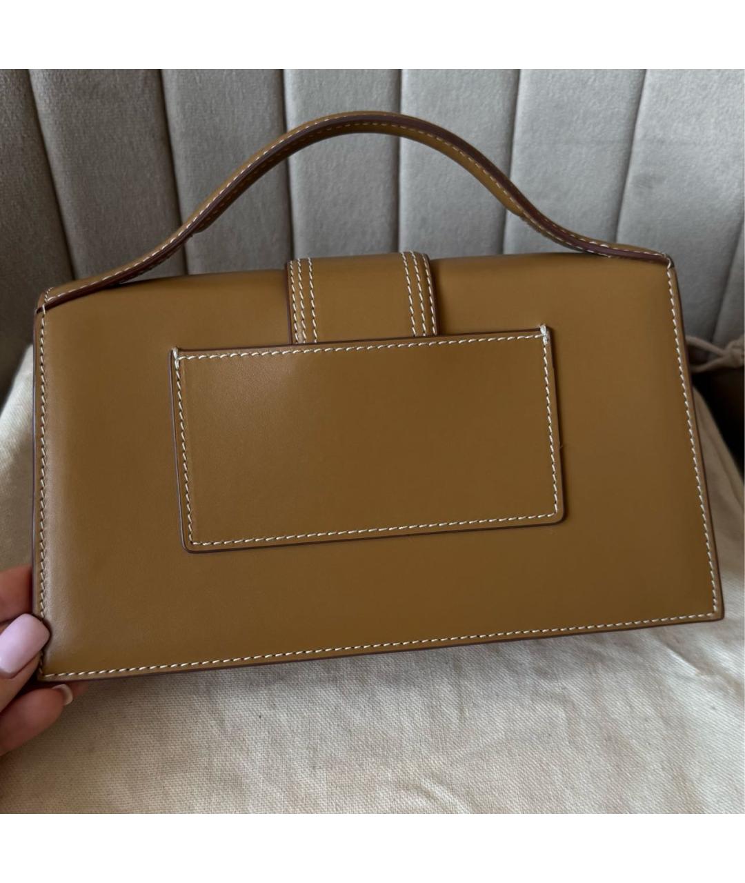 JACQUEMUS Коричневая кожаная сумка с короткими ручками, фото 2