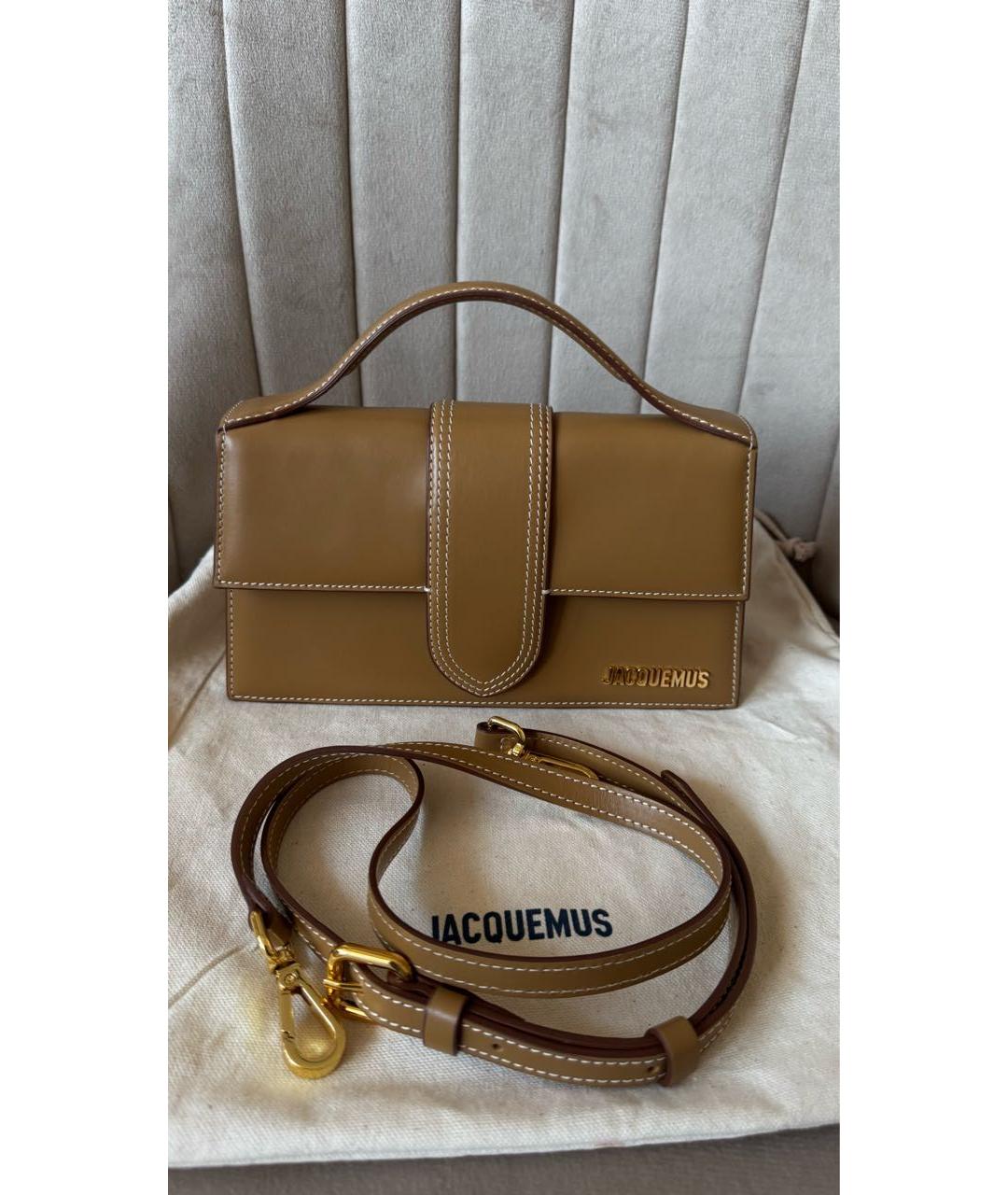 JACQUEMUS Коричневая кожаная сумка с короткими ручками, фото 4