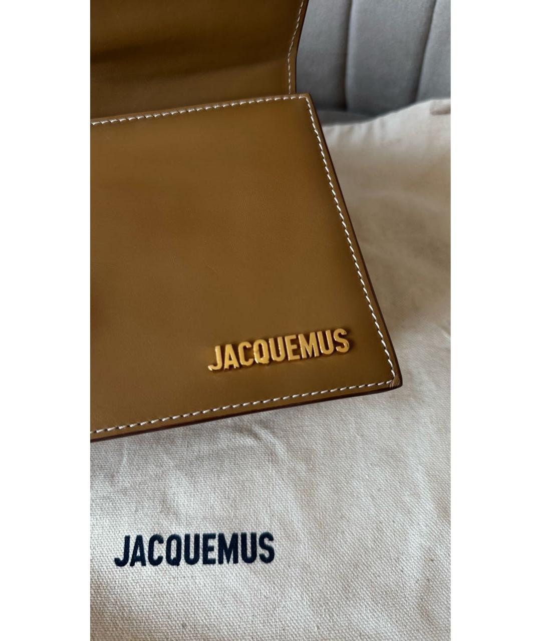 JACQUEMUS Коричневая кожаная сумка с короткими ручками, фото 6
