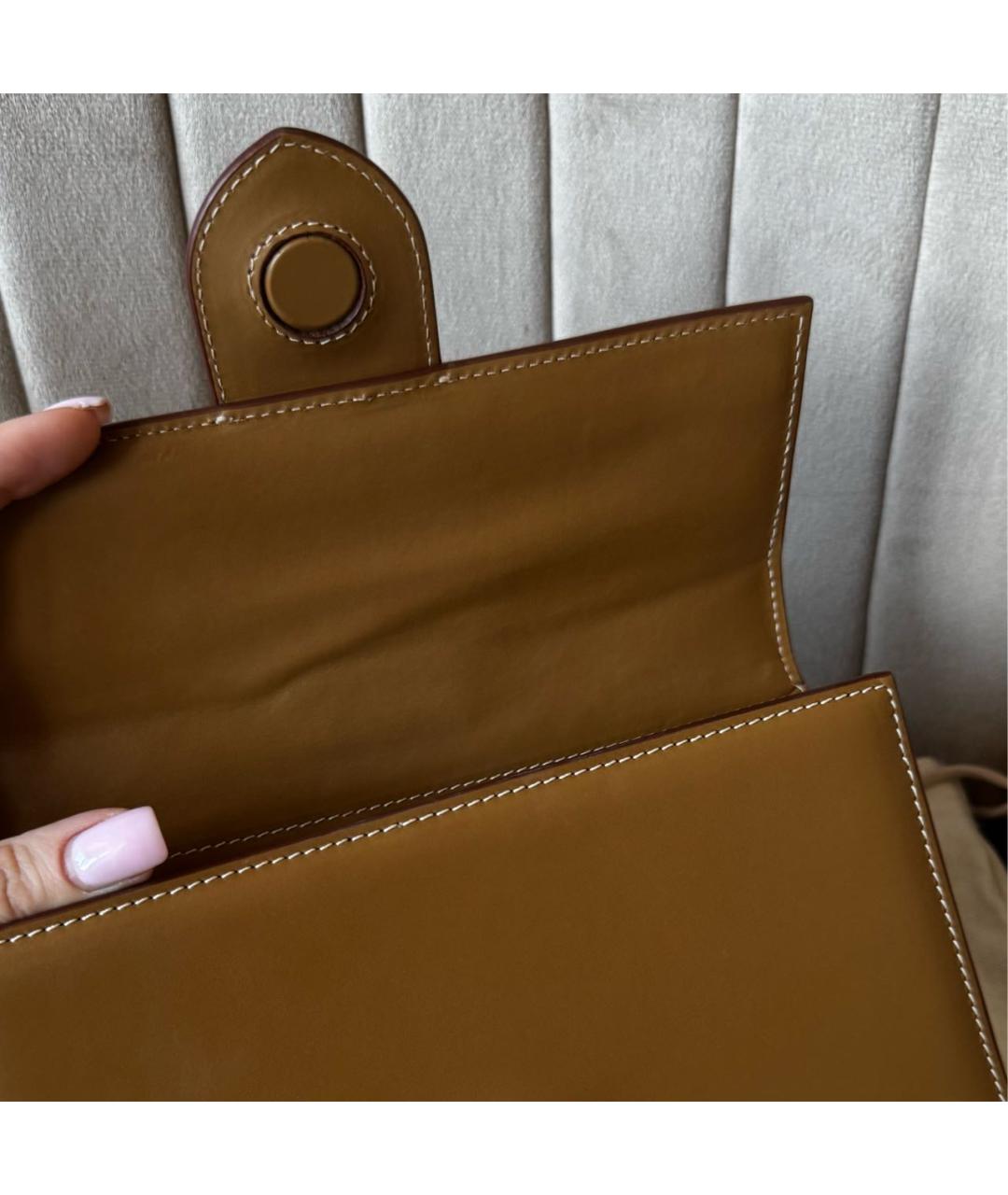 JACQUEMUS Коричневая кожаная сумка с короткими ручками, фото 3