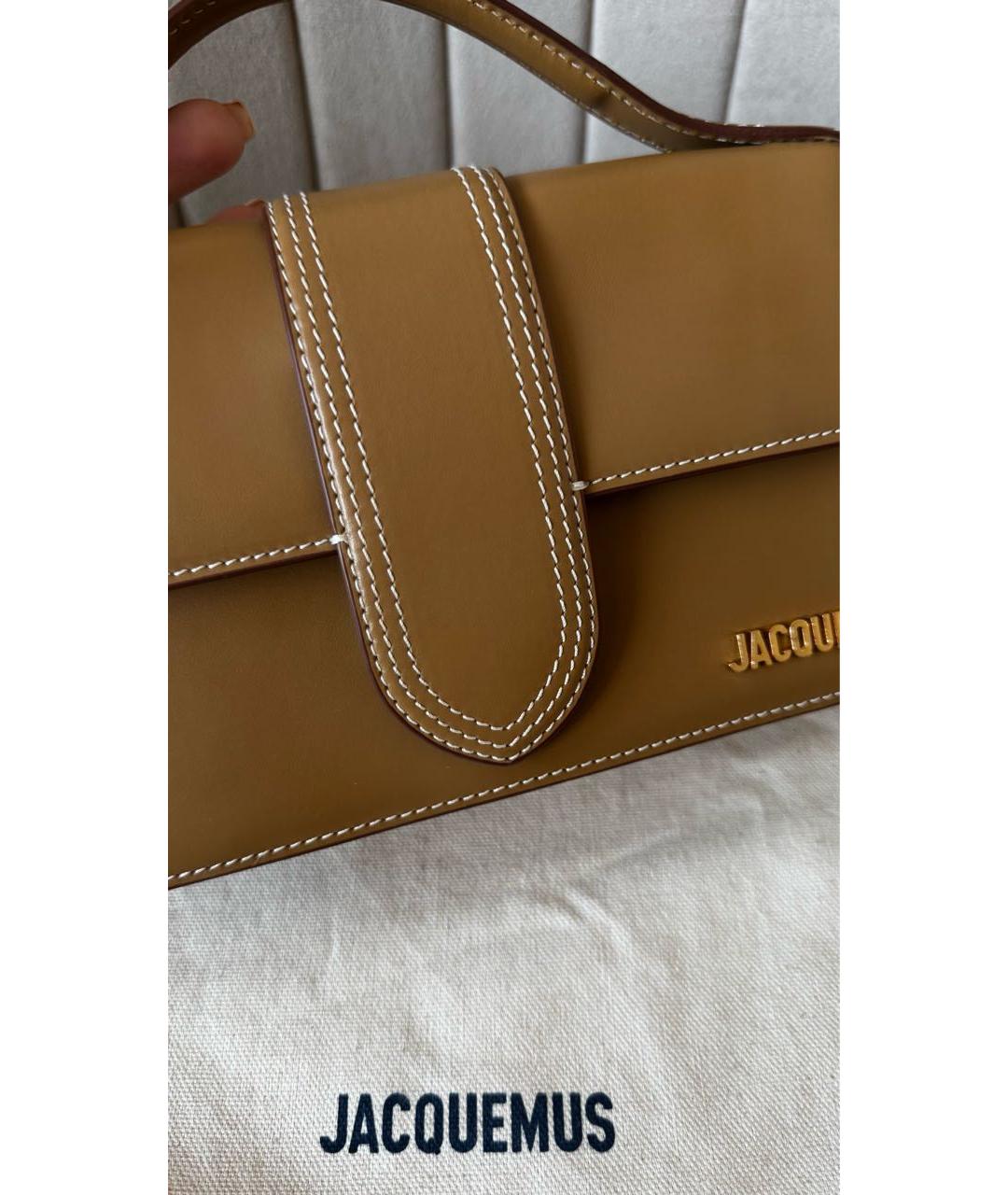 JACQUEMUS Коричневая кожаная сумка с короткими ручками, фото 5