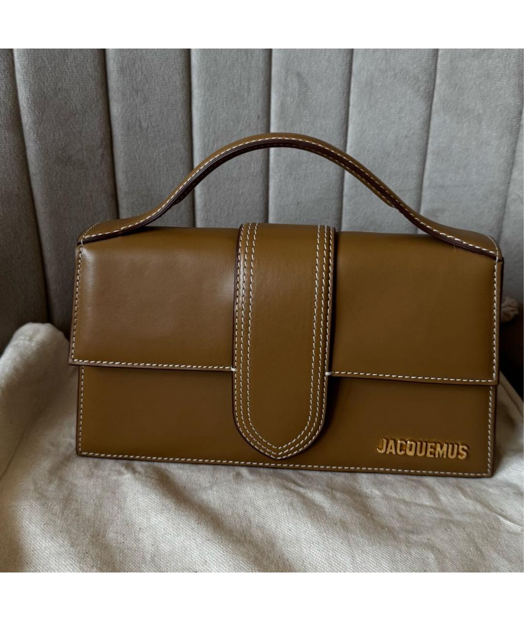 JACQUEMUS Коричневая кожаная сумка с короткими ручками, фото 8