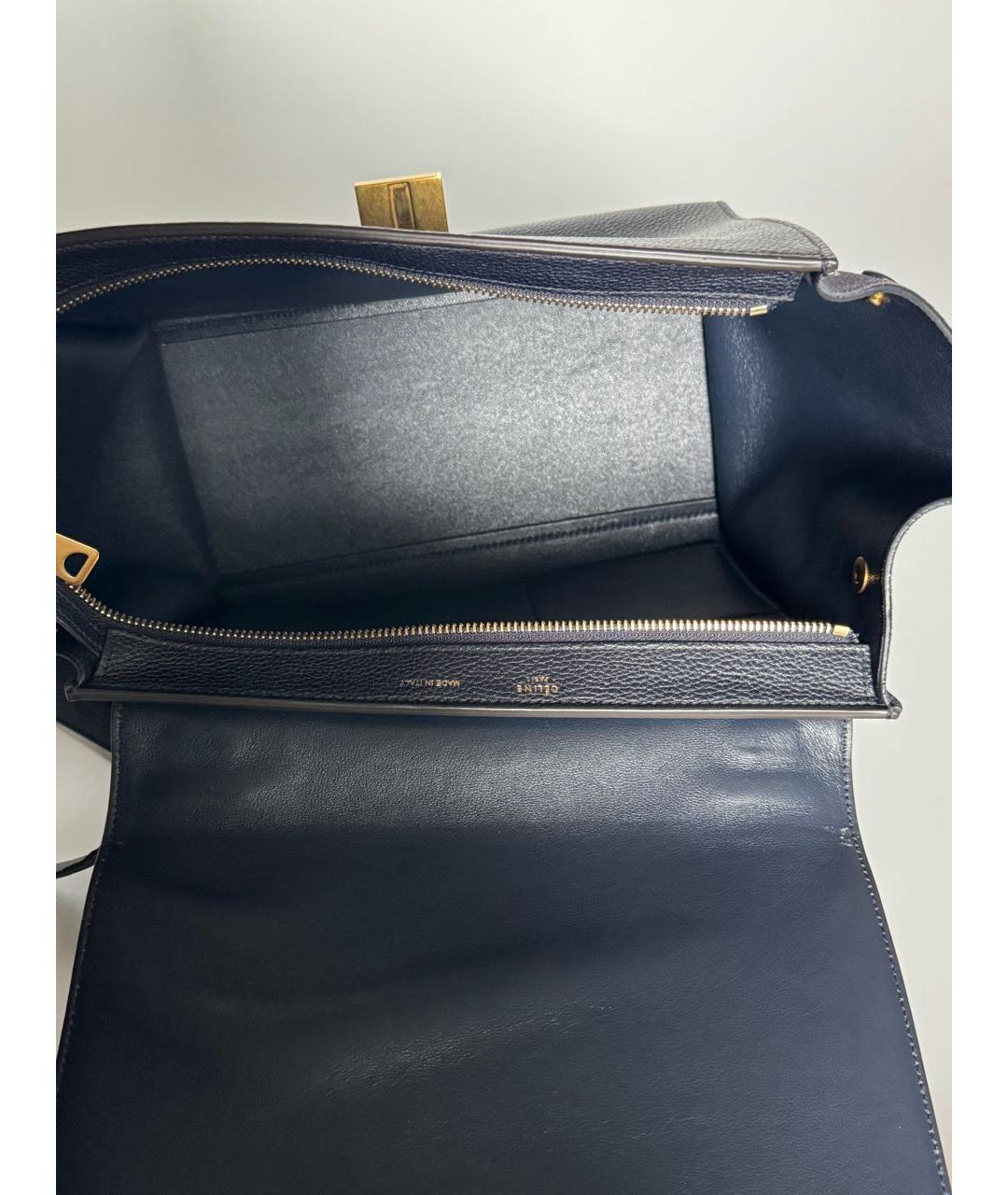 CELINE Темно-синяя кожаная сумка тоут, фото 4