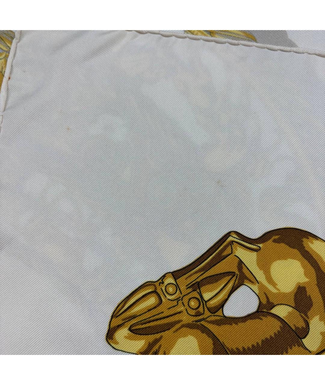 HERMES Белый шелковый платок, фото 7