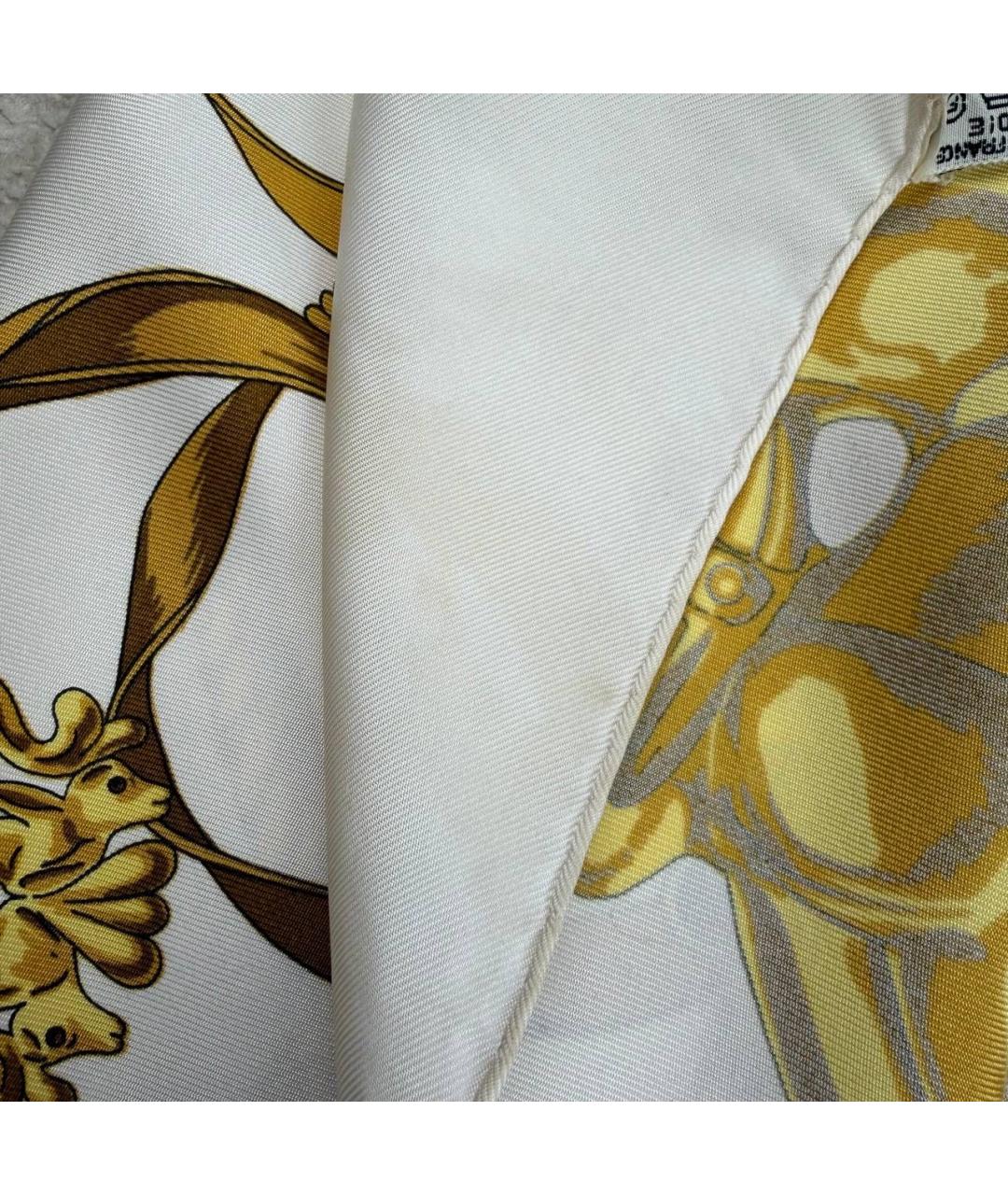 HERMES Белый шелковый платок, фото 5