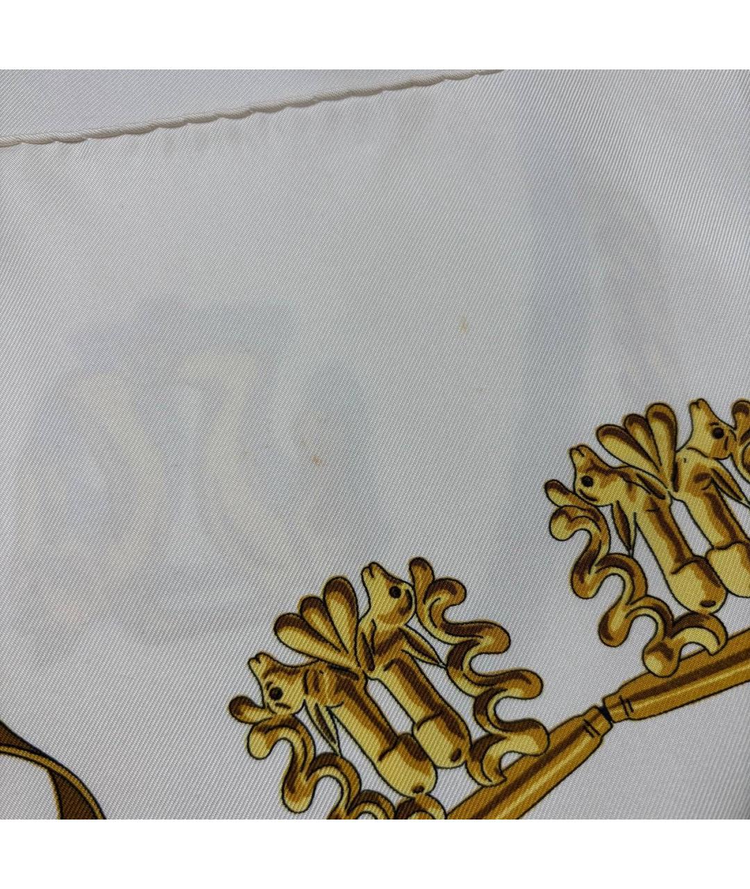 HERMES Белый шелковый платок, фото 6