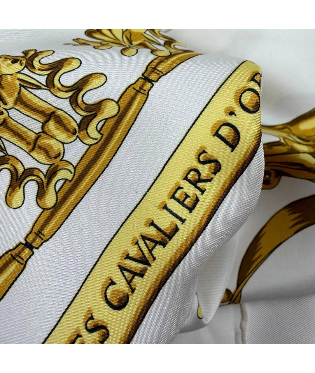 HERMES Белый шелковый платок, фото 3