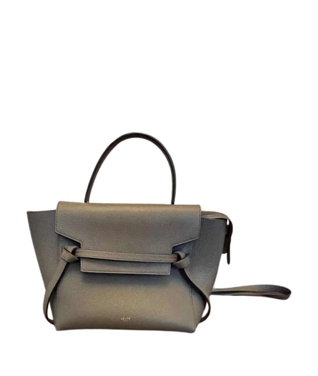 CELINE Антрацитовая кожаная сумка с короткими ручками, фото 1