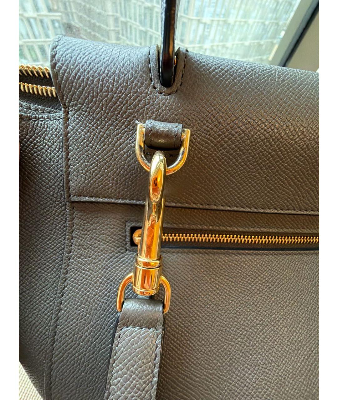 CELINE Антрацитовая кожаная сумка с короткими ручками, фото 7