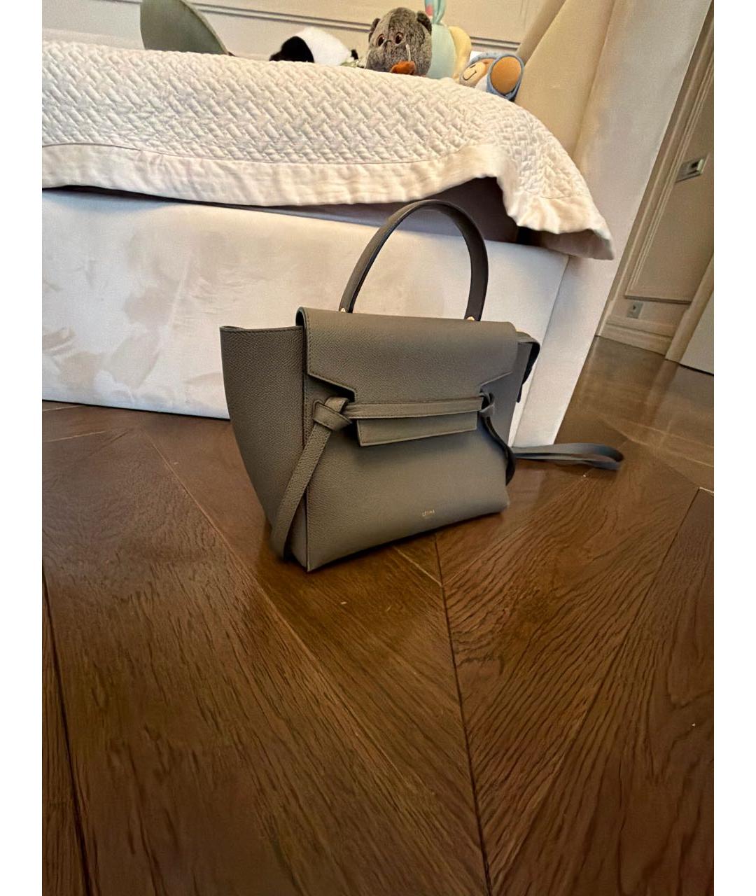 CELINE Антрацитовая кожаная сумка с короткими ручками, фото 2