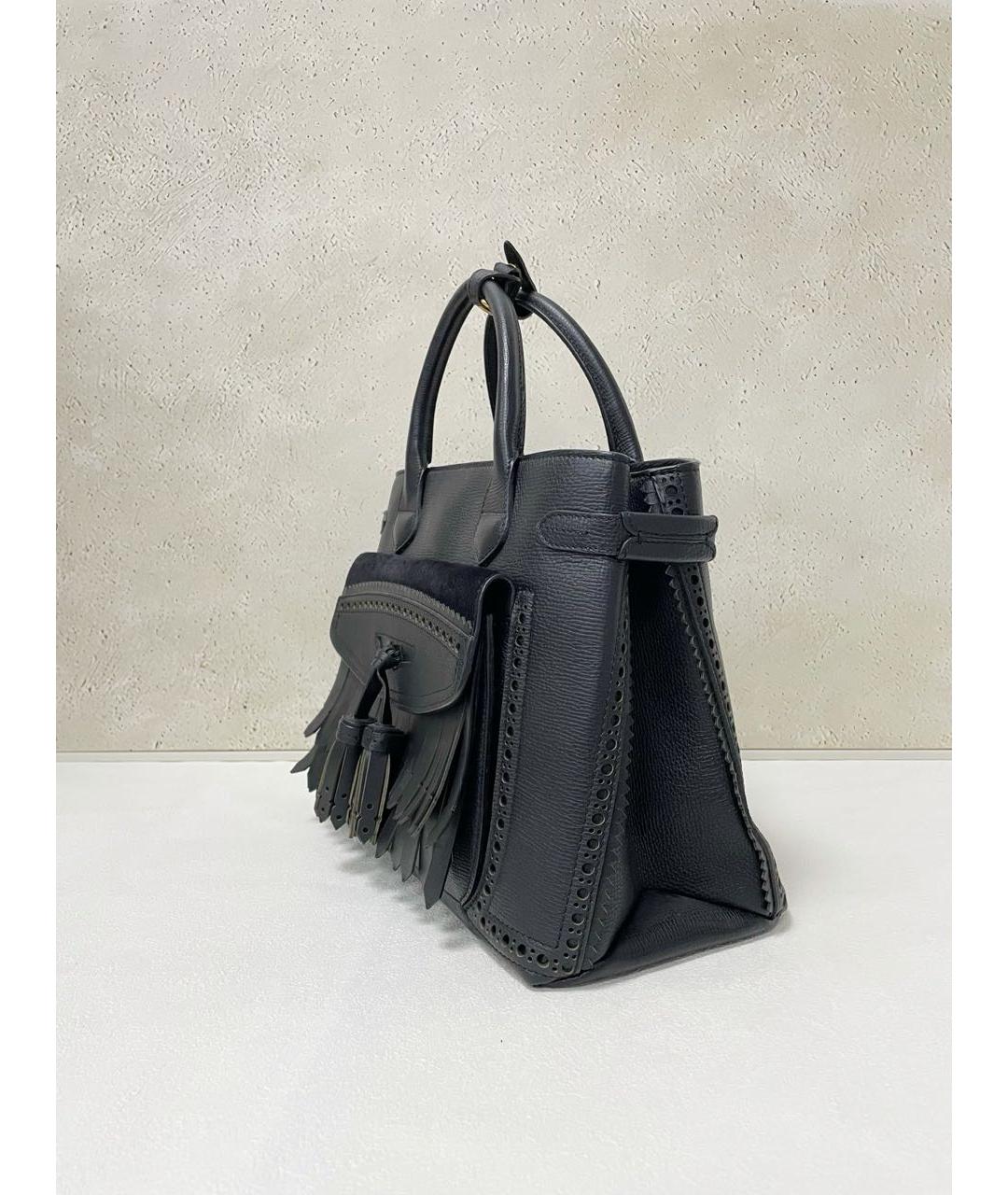 BURBERRY Черная кожаная сумка тоут, фото 5