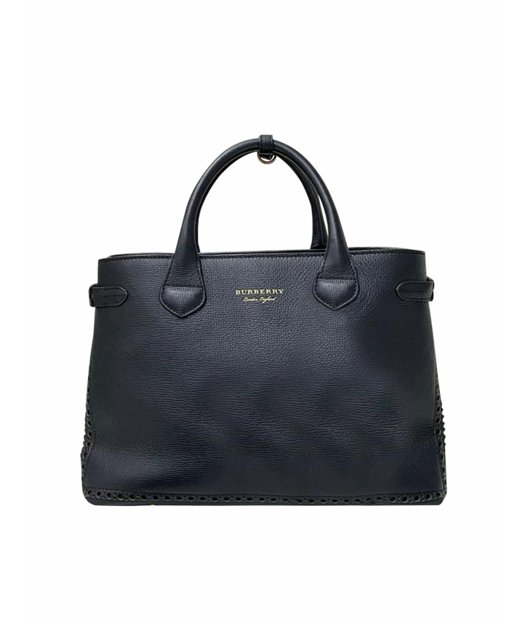 BURBERRY Черная кожаная сумка тоут, фото 1