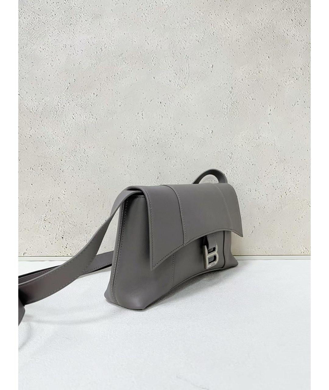 BALENCIAGA Серая кожаная сумка через плечо, фото 4