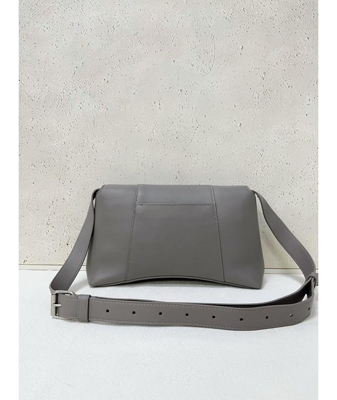 BALENCIAGA Серая кожаная сумка через плечо, фото 3