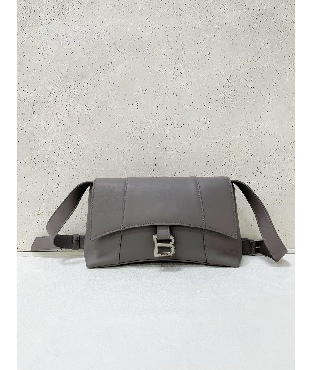 BALENCIAGA Серая кожаная сумка через плечо, фото 7