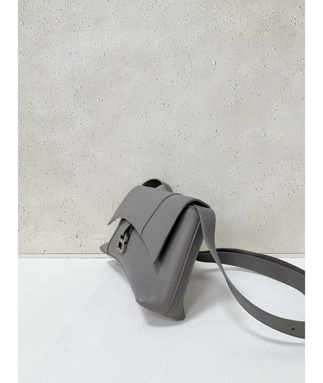 BALENCIAGA Серая кожаная сумка через плечо, фото 5