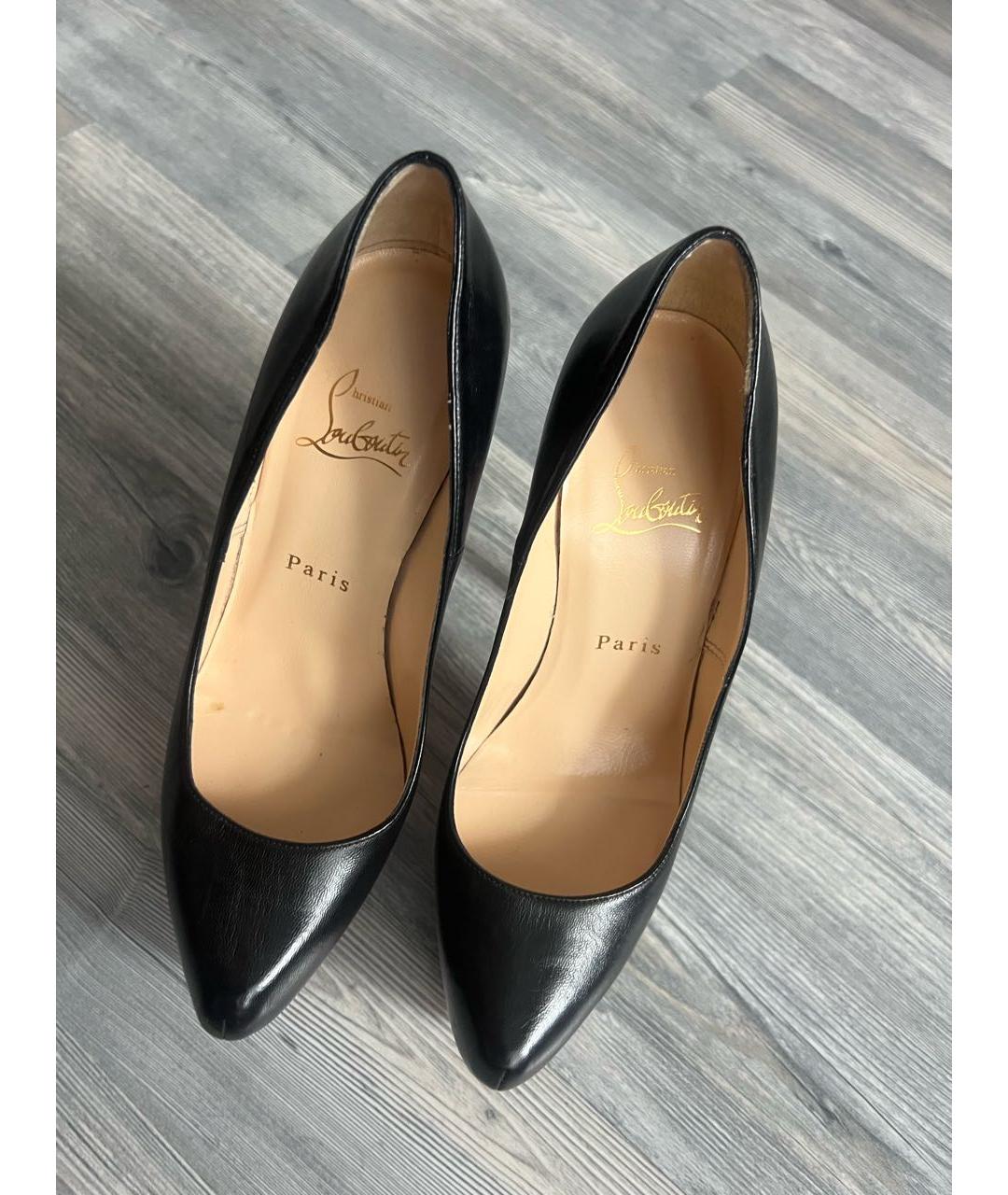 CHRISTIAN LOUBOUTIN Черные кожаные туфли, фото 3