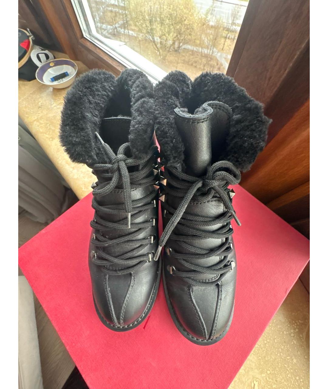 VALENTINO Черные кожаные ботинки, фото 3