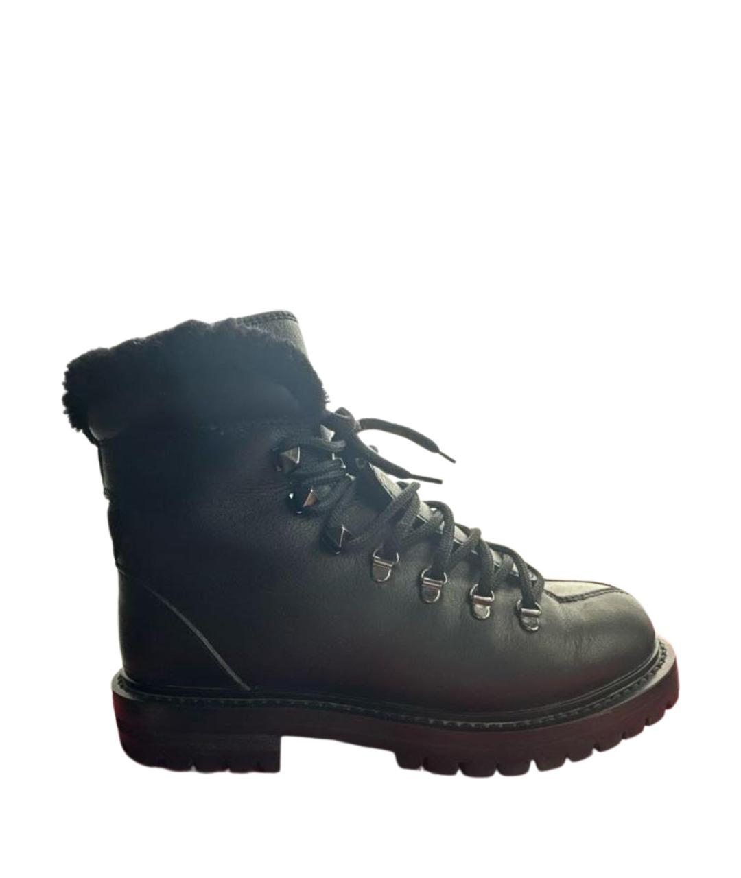 VALENTINO Черные кожаные ботинки, фото 1