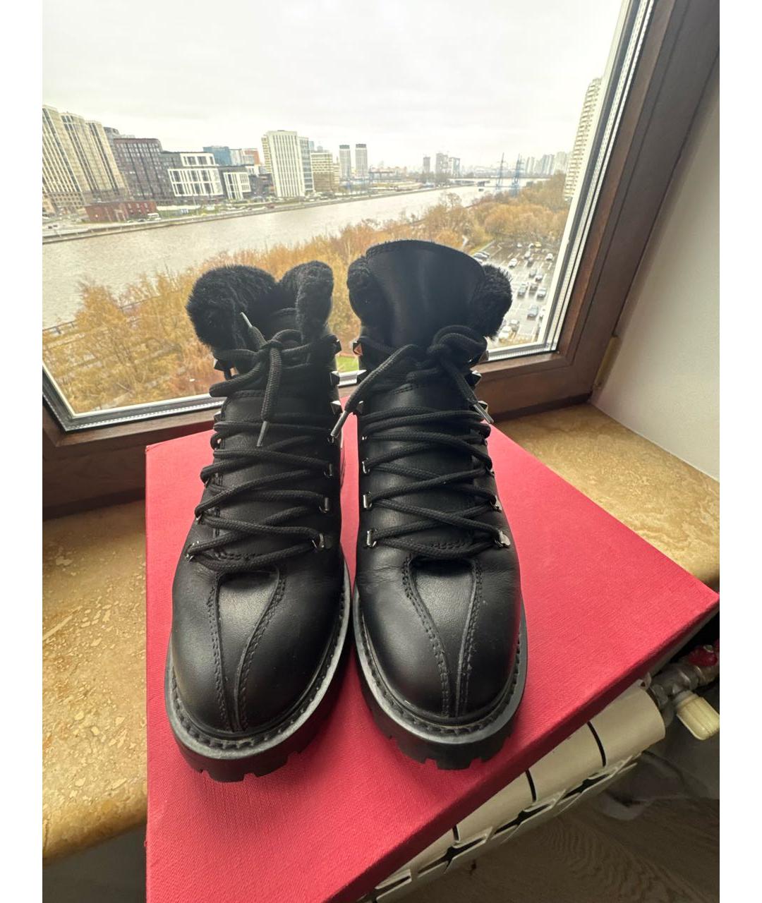 VALENTINO Черные кожаные ботинки, фото 2