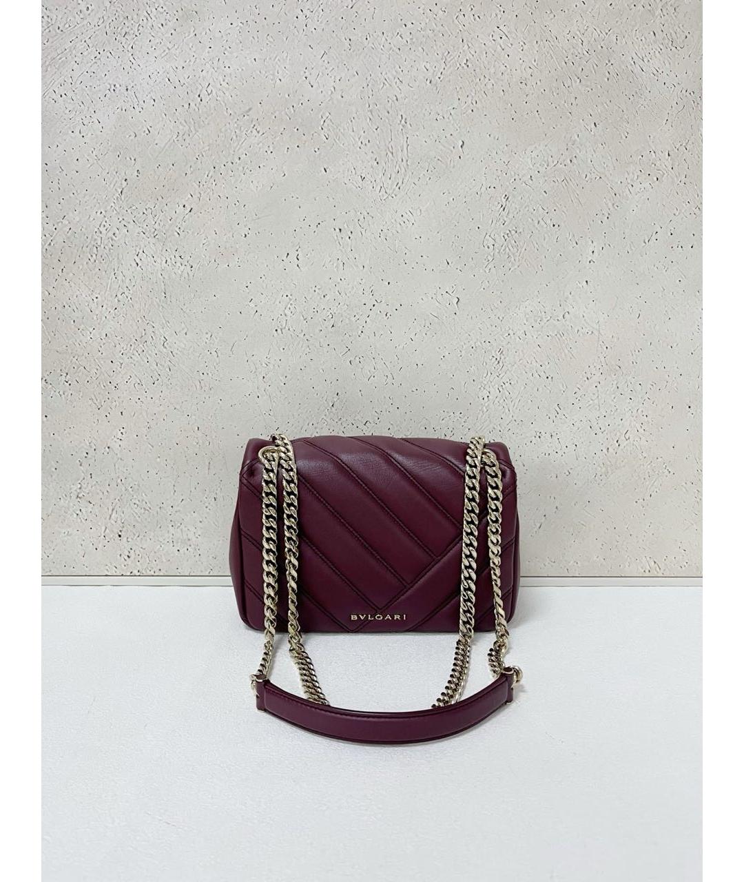 BVLGARI Бордовая кожаная сумка через плечо, фото 3
