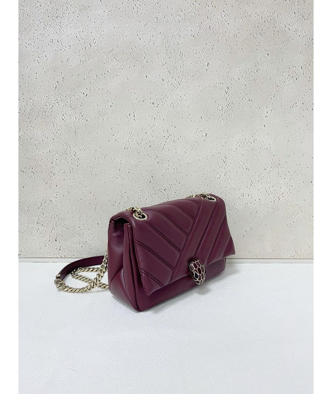 BVLGARI Бордовая кожаная сумка через плечо, фото 4