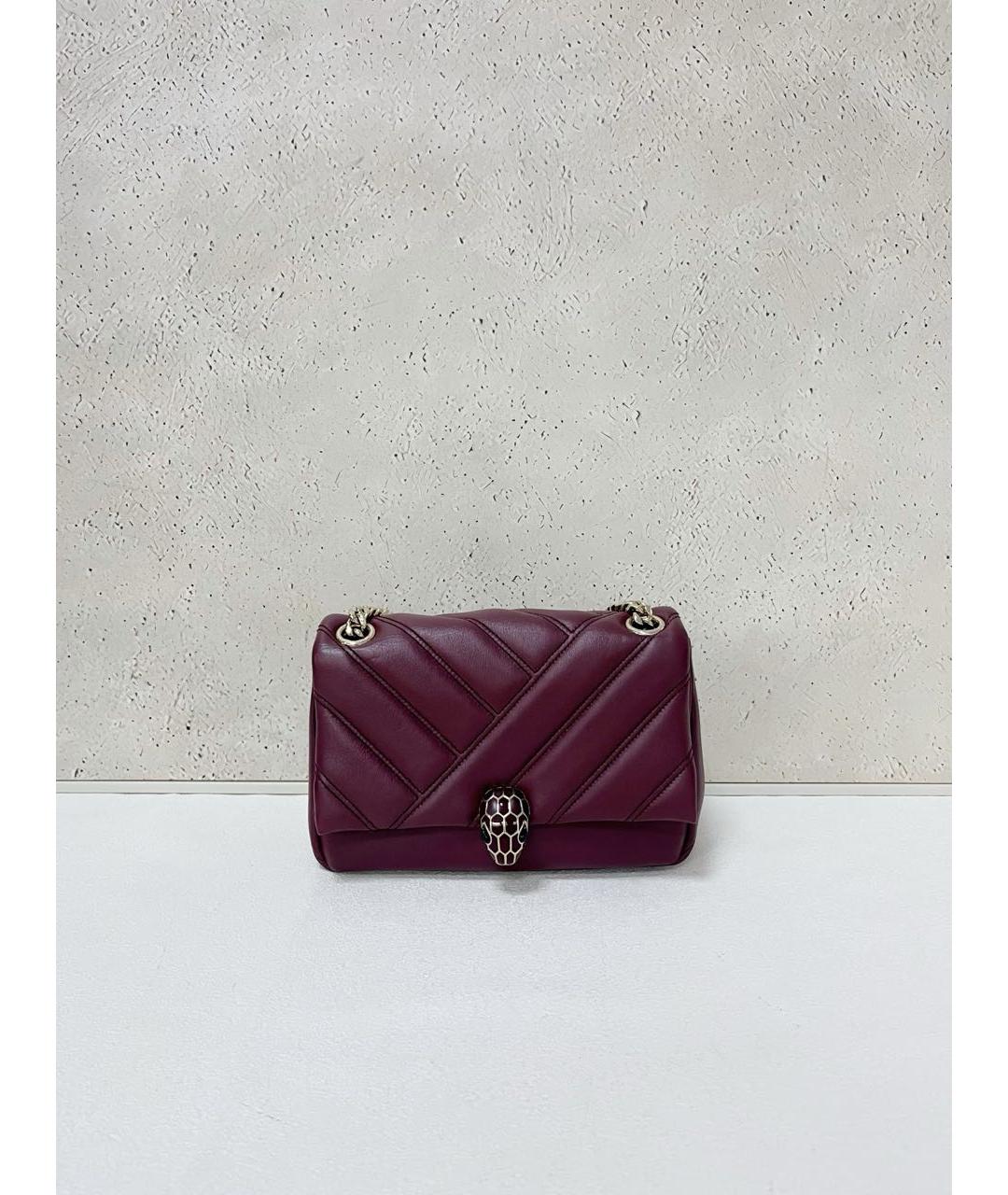 BVLGARI Бордовая кожаная сумка через плечо, фото 7