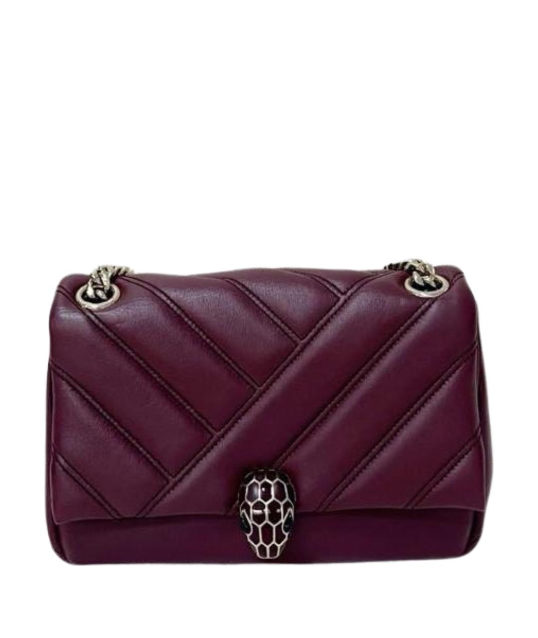 BVLGARI Бордовая кожаная сумка через плечо, фото 1