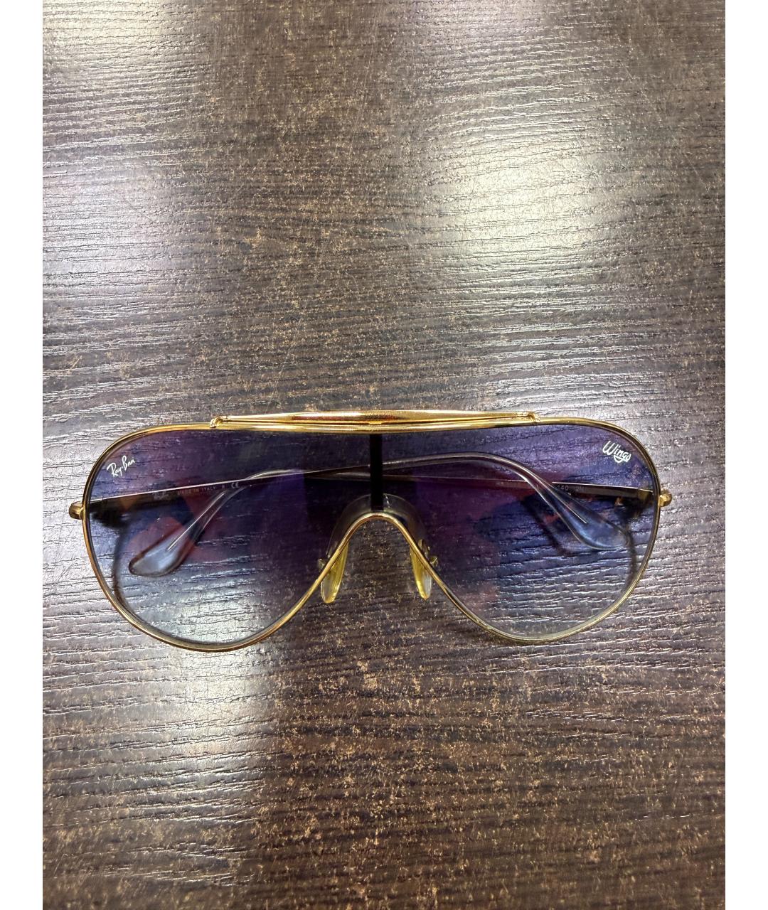 RAY BAN Золотые металлические солнцезащитные очки, фото 2