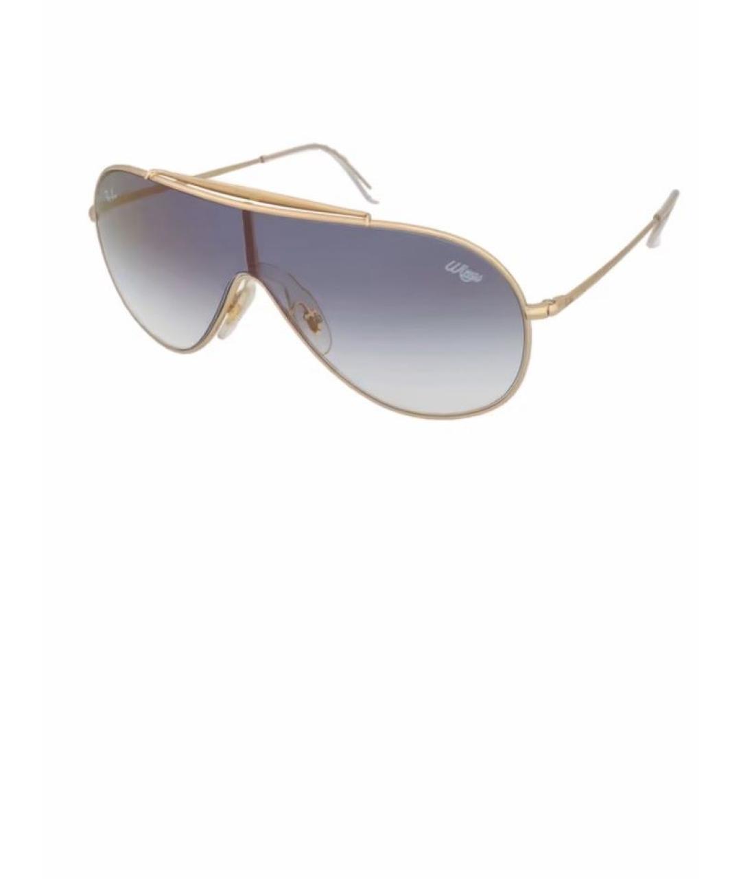 RAY BAN Золотые металлические солнцезащитные очки, фото 9