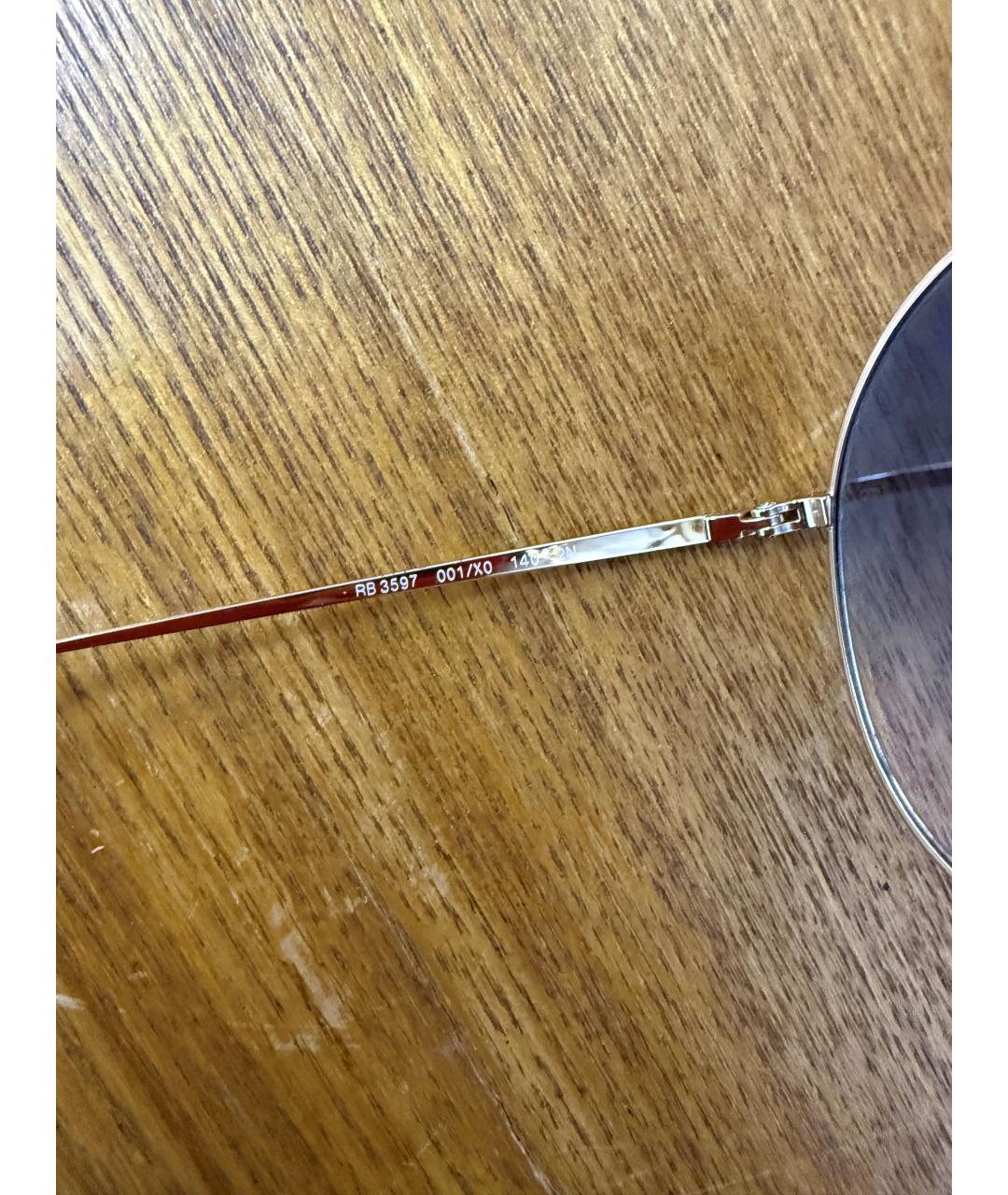 RAY BAN Золотые металлические солнцезащитные очки, фото 6