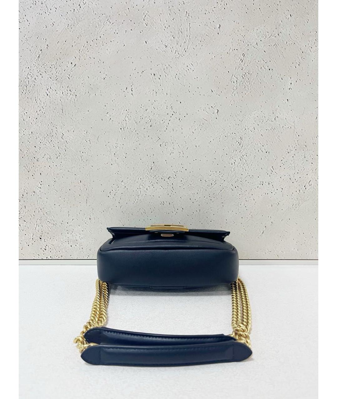 FENDI Темно-синяя кожаная сумка через плечо, фото 6