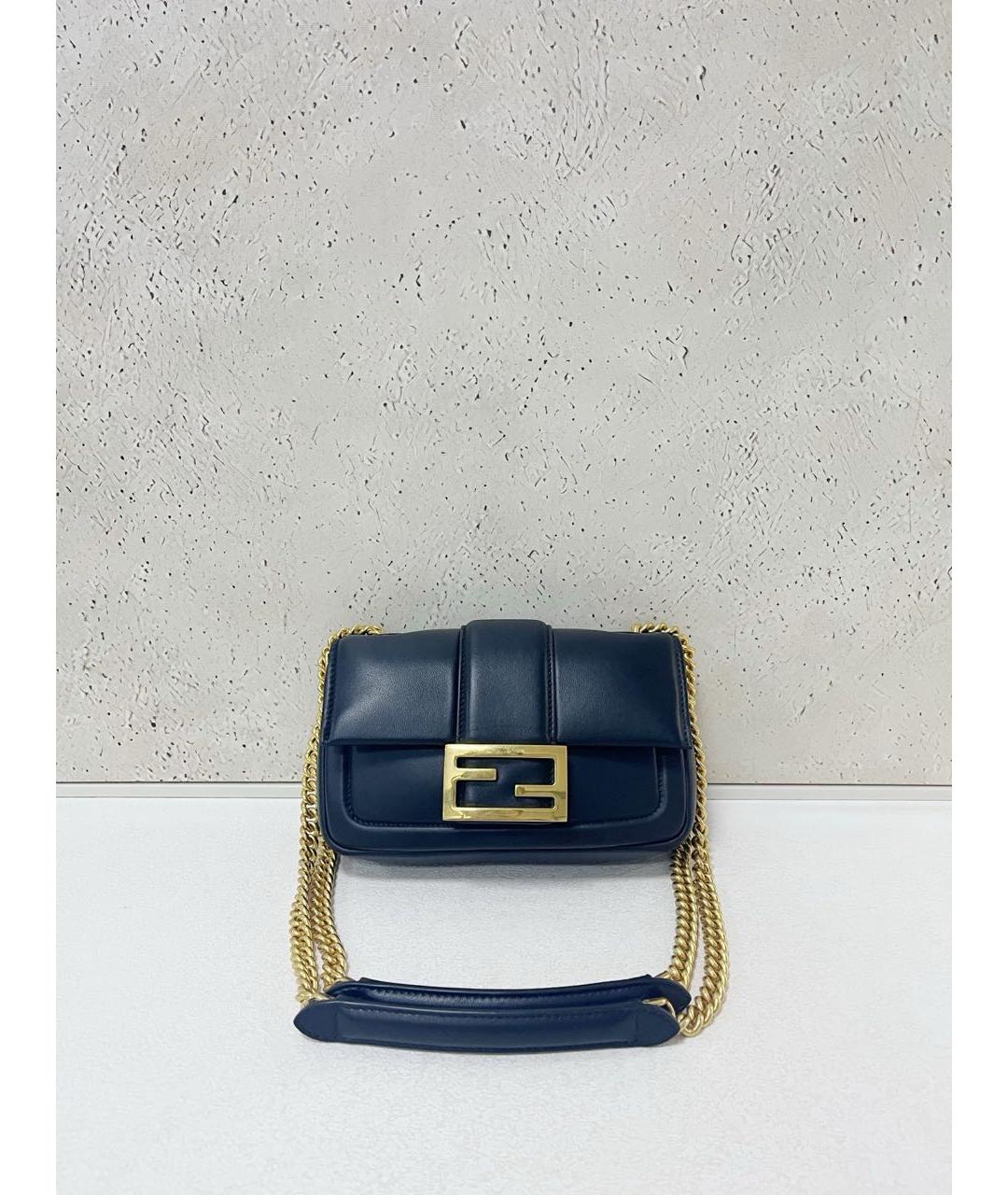 FENDI Темно-синяя кожаная сумка через плечо, фото 7