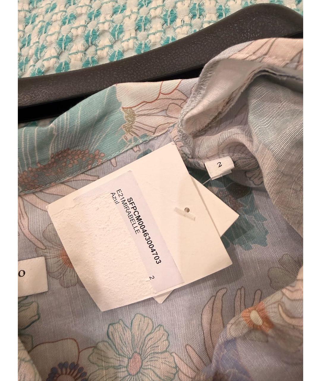 SANDRO Голубая льняная блузы, фото 4