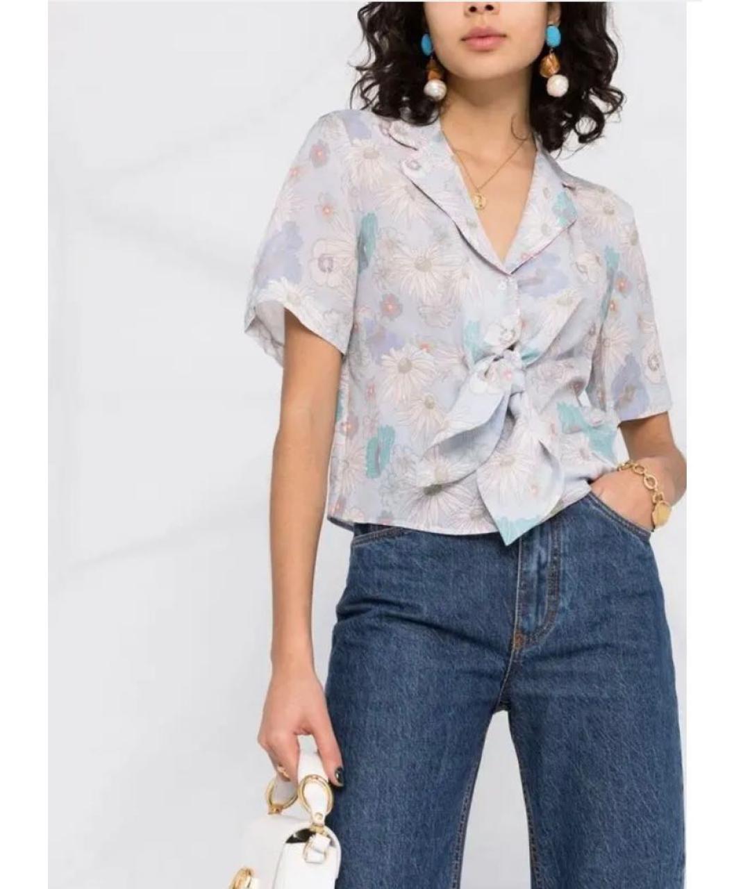 SANDRO Голубая льняная блузы, фото 7