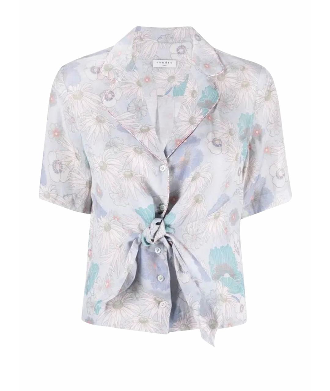 SANDRO Голубая льняная блузы, фото 9
