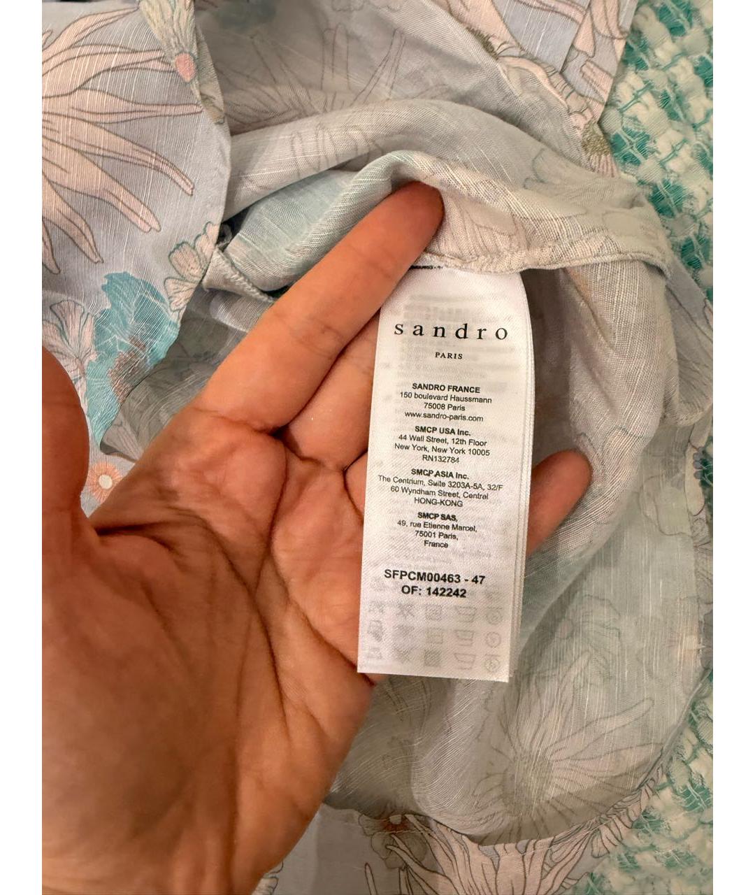 SANDRO Голубая льняная блузы, фото 5