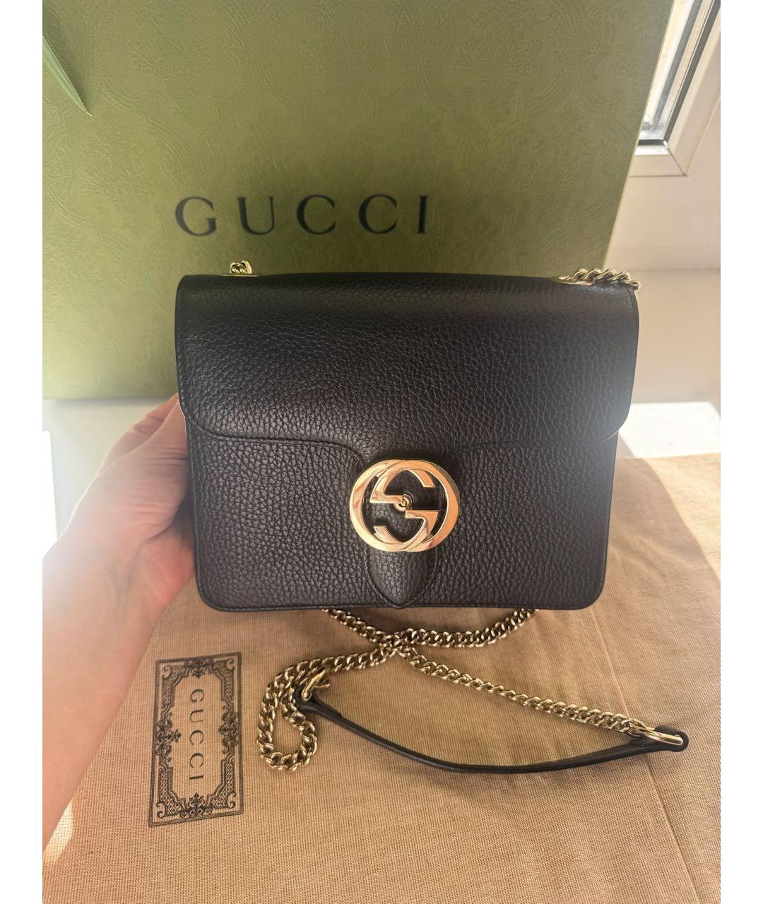 GUCCI Черная кожаная сумка через плечо, фото 8