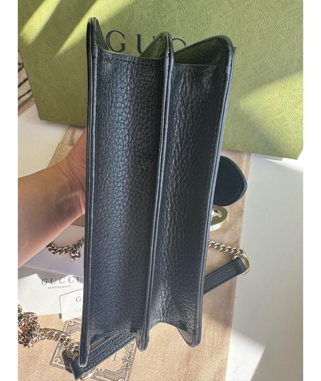 GUCCI Черная кожаная сумка через плечо, фото 7