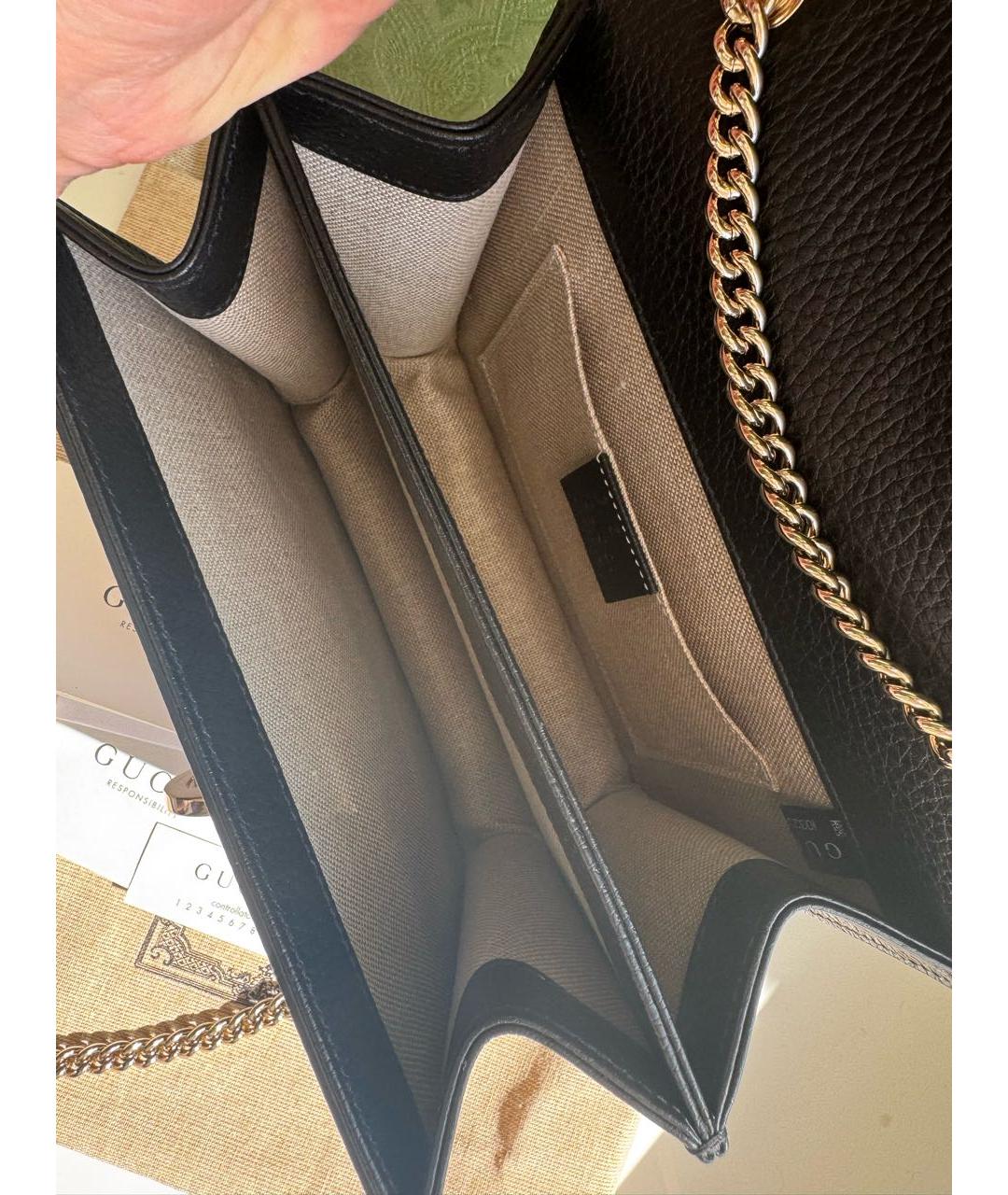 GUCCI Черная кожаная сумка через плечо, фото 4