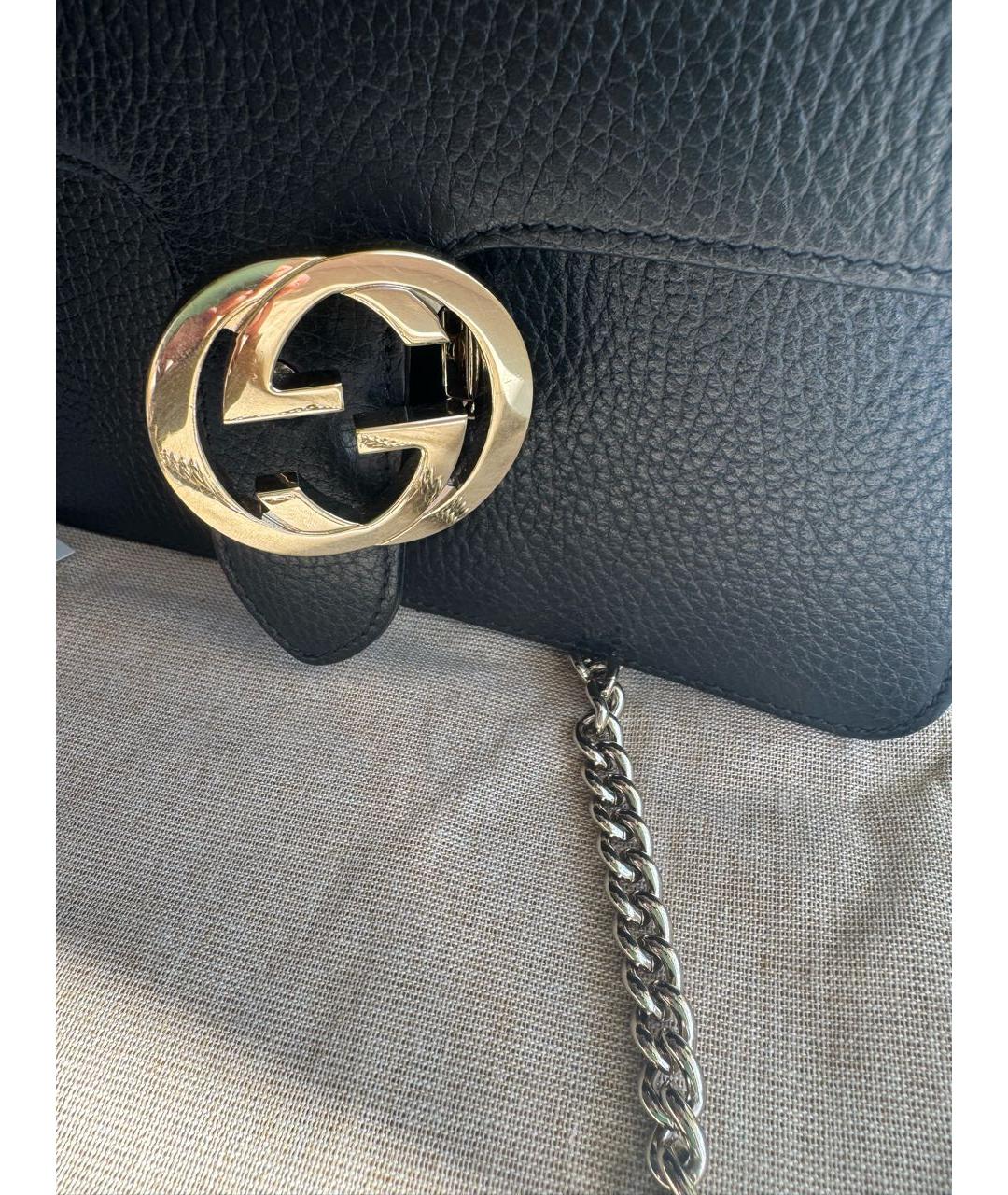 GUCCI Черная кожаная сумка через плечо, фото 6