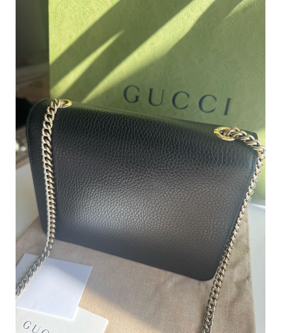 GUCCI Черная кожаная сумка через плечо, фото 3