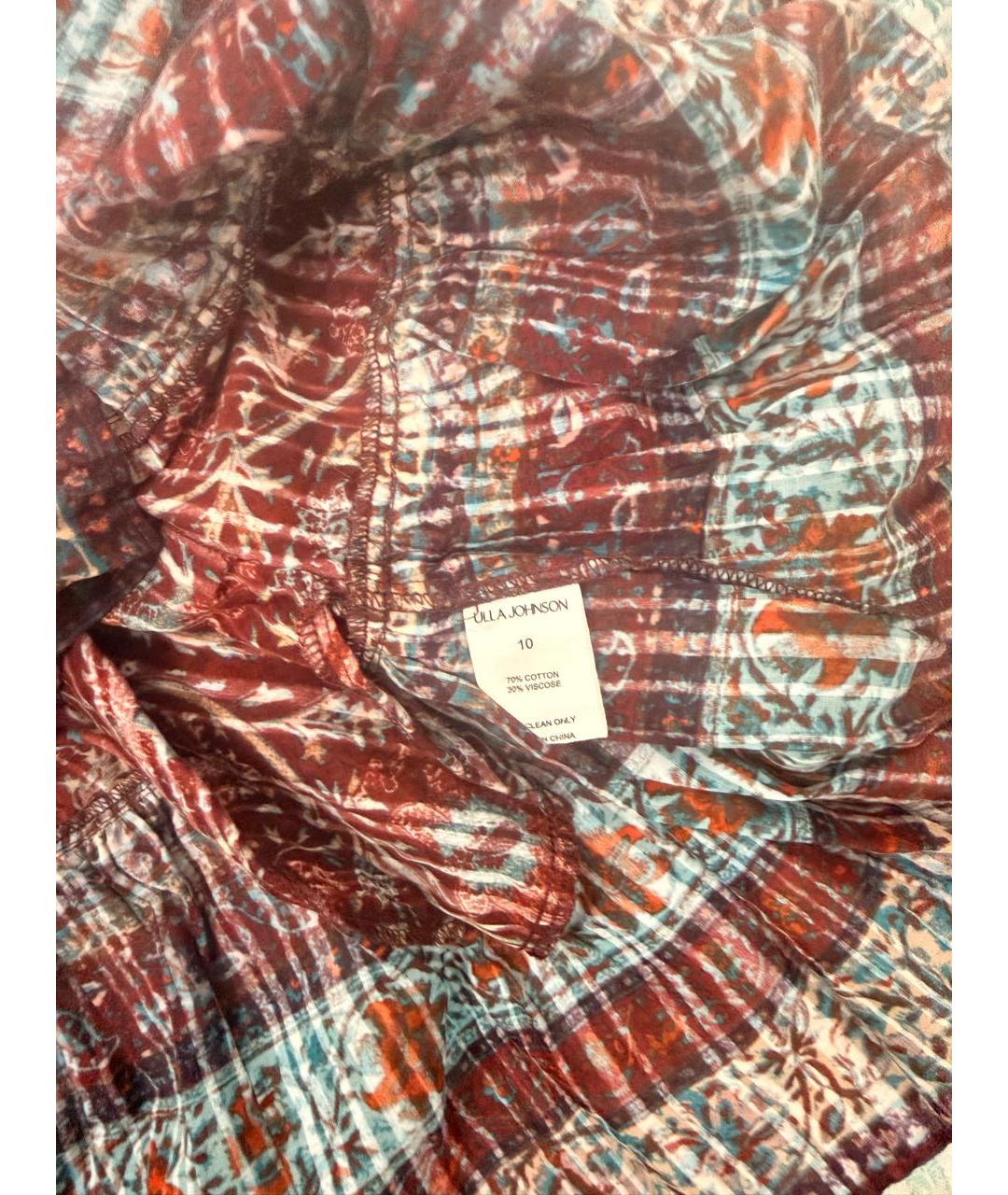 ULLA JOHNSON Мульти хлопковое повседневное платье, фото 3