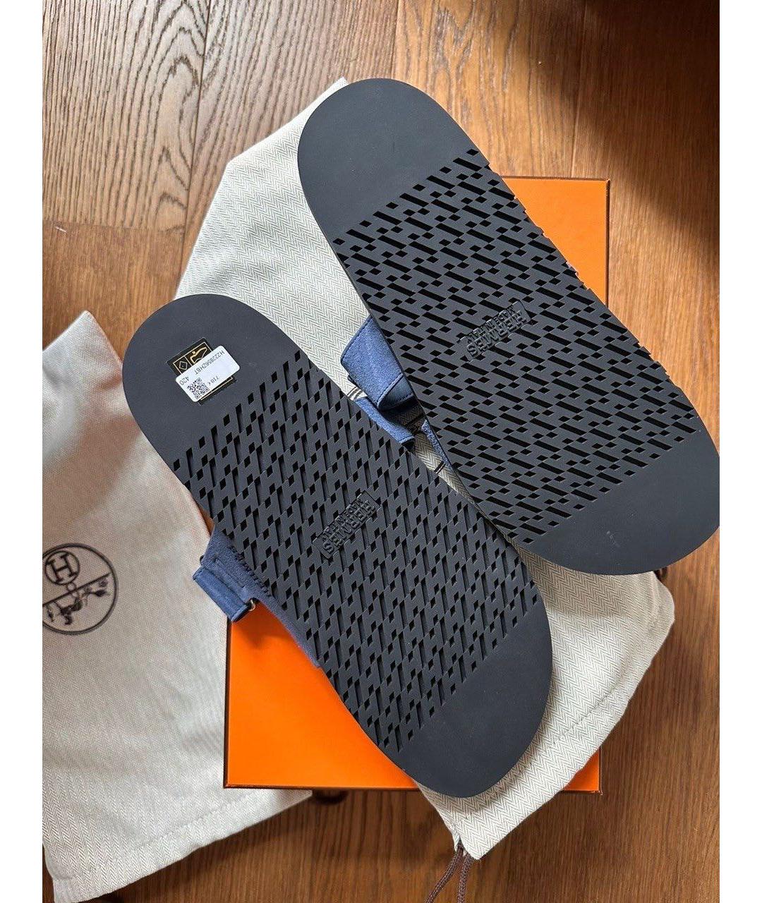 HERMES Синие замшевые сандалии, фото 2